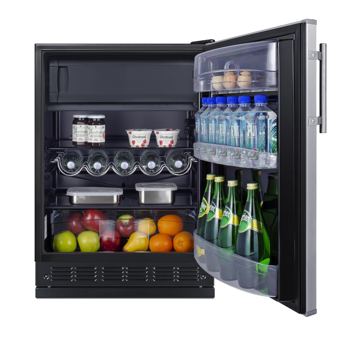 Summit Ct66bk2ssrs 24” Wide Adjustable Under Counter Refrigerator-Freezer 4.9 Cu.Ft. Made In Europe With Automatic Defrost Operation, Reversible Stainless-Steel Door, Black Interior (Right Hand Door) on Fridge.com - View 5