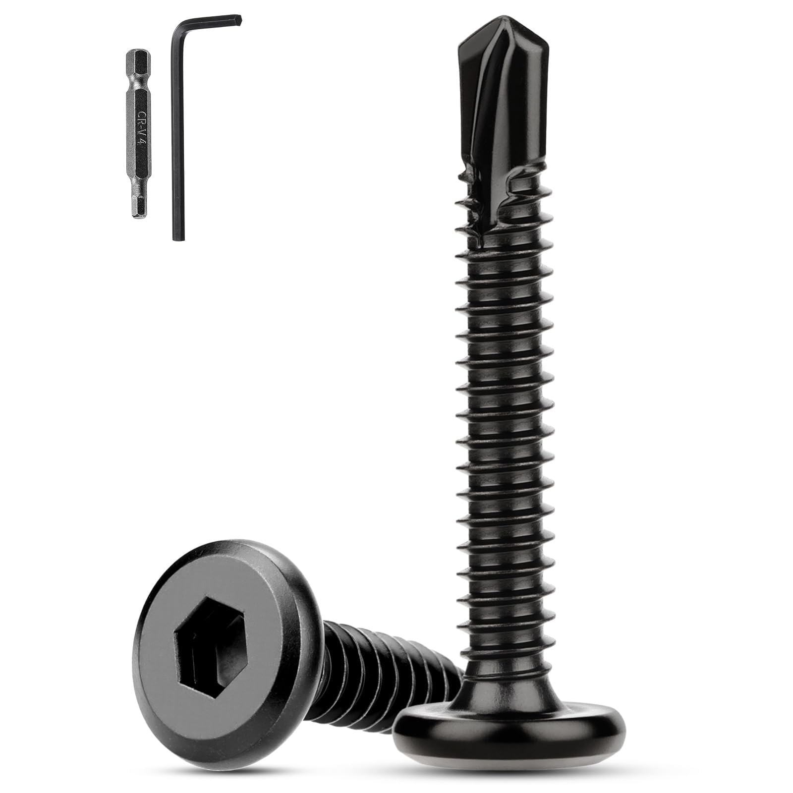 XRXYMQ 60 Pcs Self Tapping Screws Metal M5.5 x 50 mm Self Drilling Screws Flat Head Stainless Steel Screw Black Stainless Steel Tapping Screw For Aluminum Plastics Wood