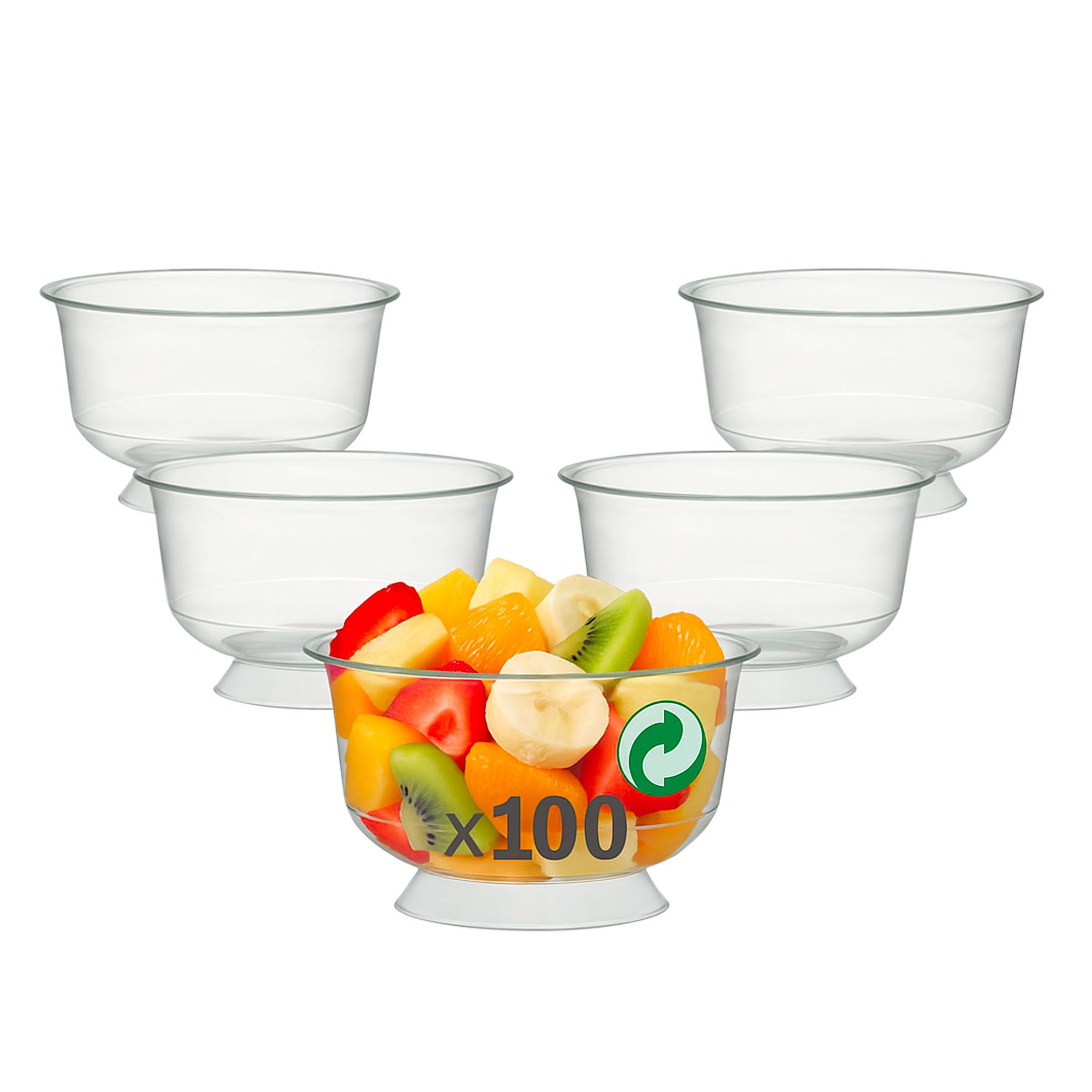Table'Colors 100 Coupelles 23 cl - 100% Recyclable et Réutilisable - Passe au Micro-onde - Pour Plats Chauds et Froids - Vaisselle Transparente - Idéal Anniversaire et Mariage - Bol - Ramequin