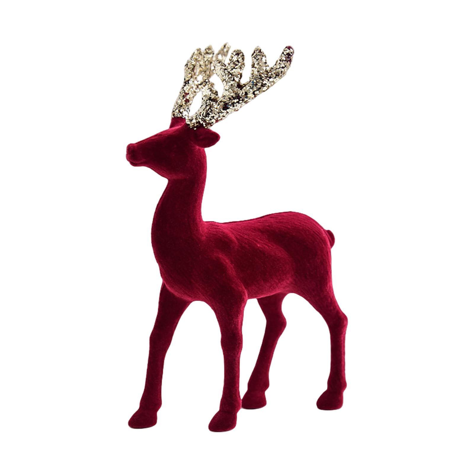 Msioytog Christmas Deer Figurines, Deer Animal Model, Realistic Reindeer Figurines with Glittered Antlered and Feet Centerpieces Tabletop Ornament
