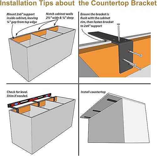 Miniatura 4 de Soporte para encimera, paquete de 2 unidades de soporte oculto de alta resistencia para encimera, soporte de estante de 10 x 6 x 2 12 pulgadas,