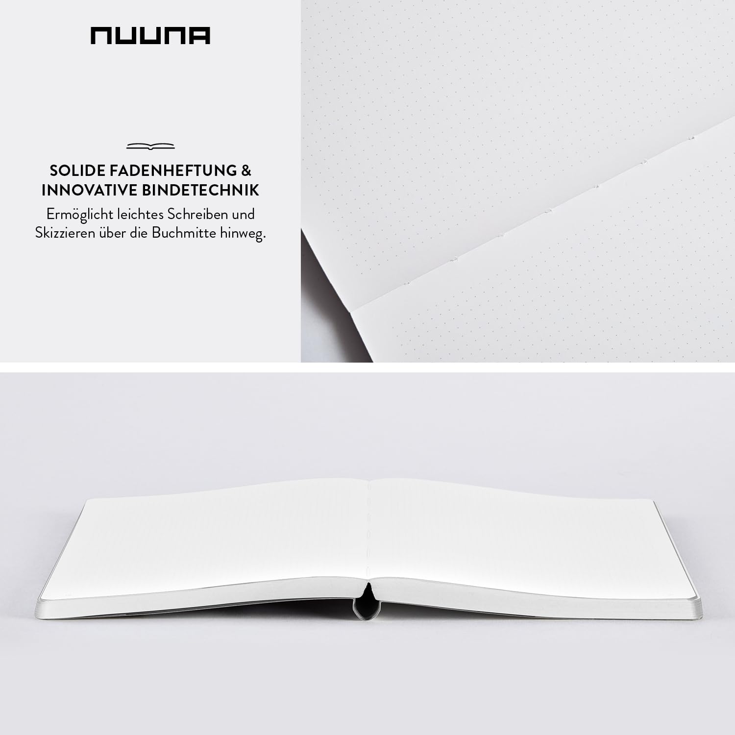 nuuna Taccuino A5+ | Graphic Thermo L – Fading Memories | 3,5 mm | 256 pagine numerate | carta premium da 120 g | jeansLabel bianco | prodotto in Germania in modo sostenibile