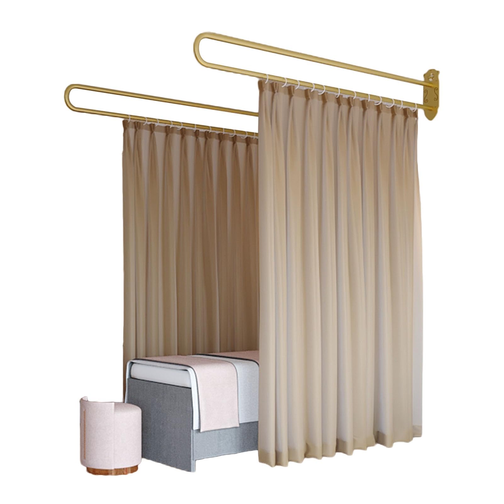 WQPMNYG UShaped 2.2m Beauty Salon Partition Curtain SemiTransparent Room Divider for Living Room & Dining Room Includes Support Rod Set for Stylish Space Separation