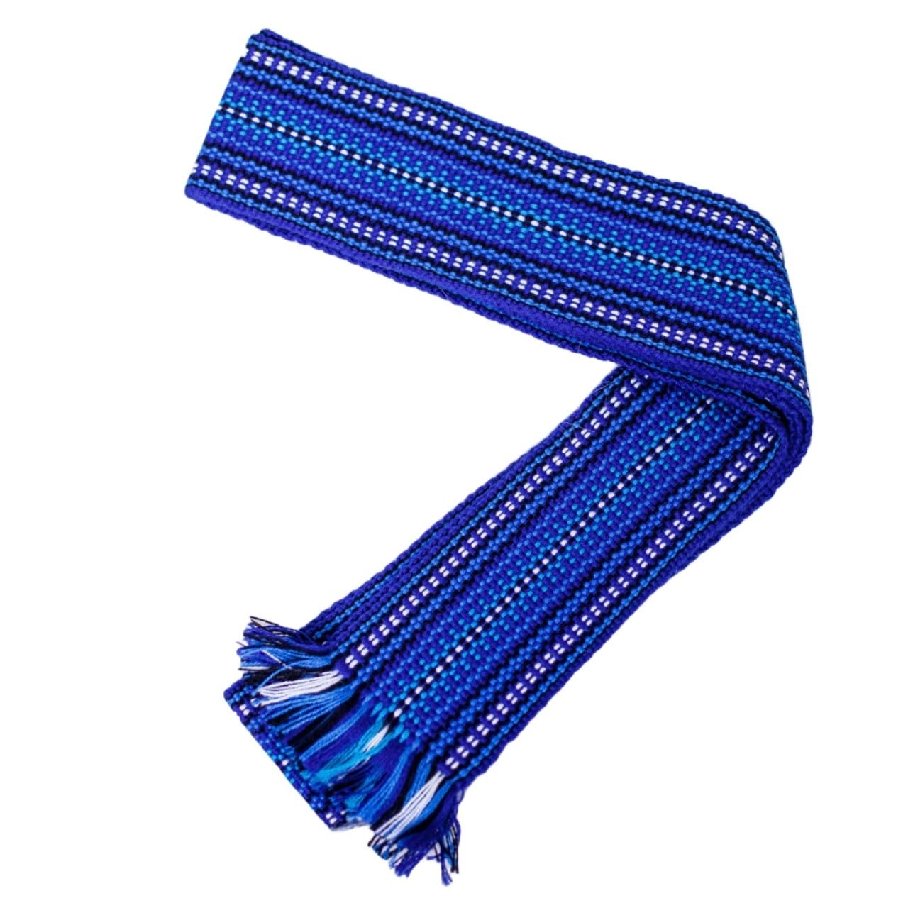 Unisex Blue Ukrainian Traditional Handmade Krayka For Vyshyvanka | Authentic Woven Folk Belt For Embroidered Clothing & Ethnic Wear (200Cm*7Cm)