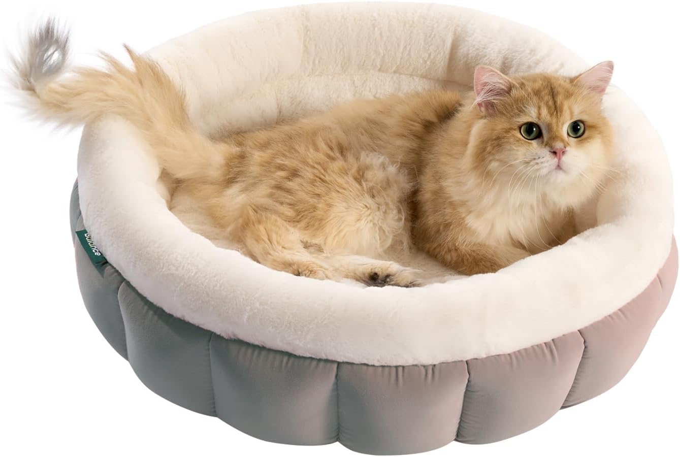 BALANCE Round Cat Beds for Indoor Cats – Donut Dog Beds for Small Dogs, Washable Pet Bed for Puppy and Kitten with Anti-Slip Bottom