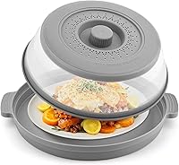 Vista 1 de Microwave Splatter Cover, Microwave Cover for Food with Anti-scald Tray, Collapsible Microwave Plate Cover, 10.7 Inch Large Microwave Cover