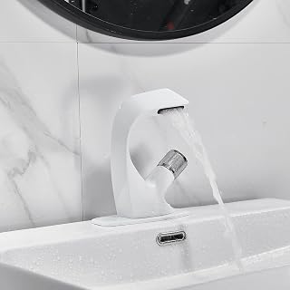 Estilo moderno blanco sola manija grifo cocina lavabo grifo baño grifo mezclador para agua fría caliente 19cm