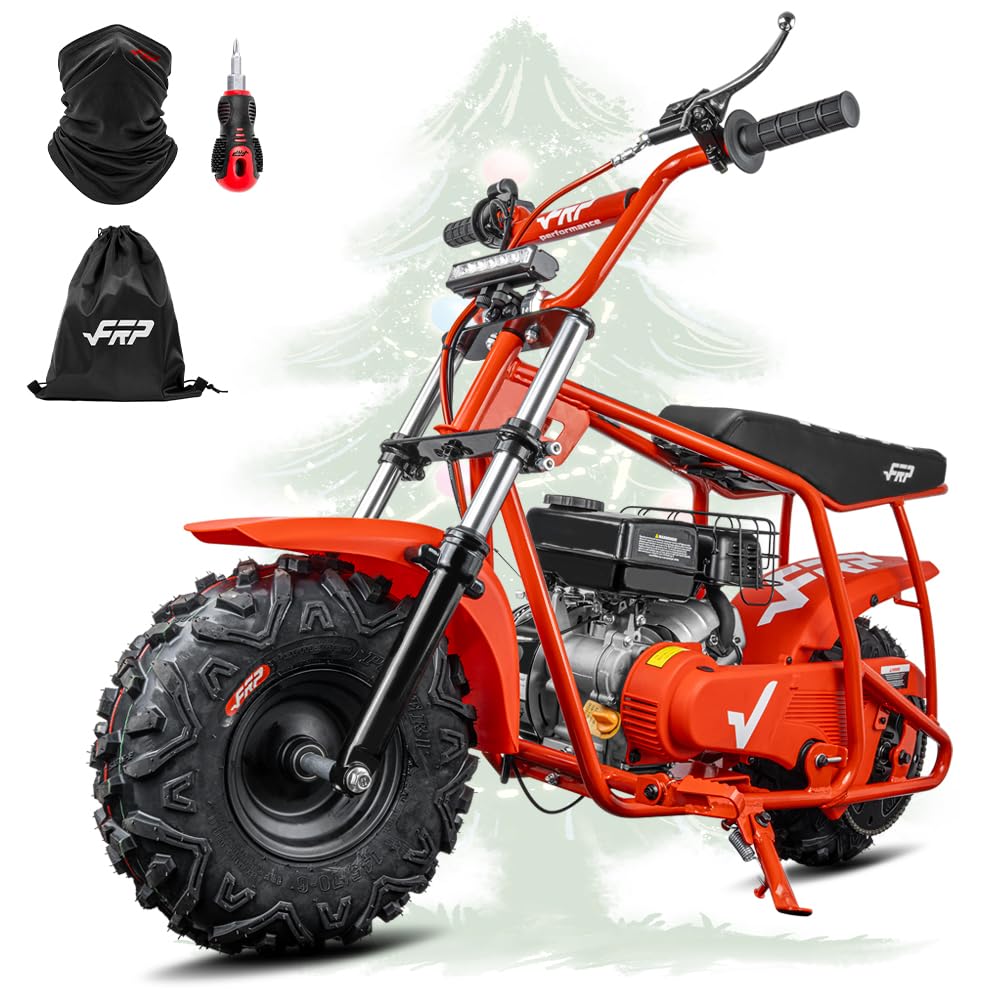 FRP GMB100 Performance 99CC 4-Stroke Mini Dirt Bike - Upgraded Hydraulic Brakes & Front Suspension Fork, 28MPH Off-Road Mini Bike with LED Headlight, Anti-Slip Seat, Supports 220LBS (Red)