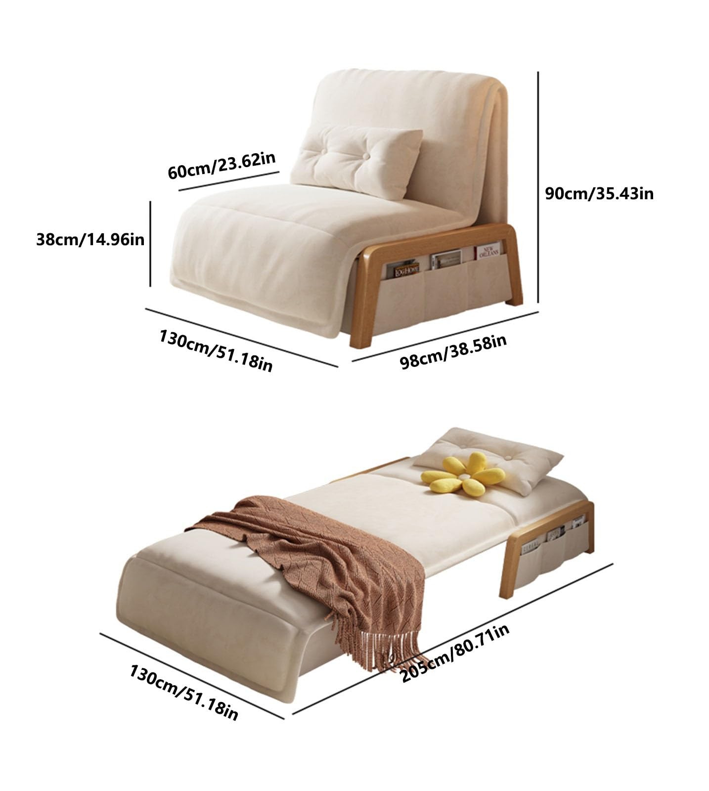 Divano letto pieghevole Divano Letto, Elettrico Pieghevole, Pouf Multifunzione con Schienale Regolabile Sedia Convertibile Moderna for Soggiorno Appartamento Ufficio