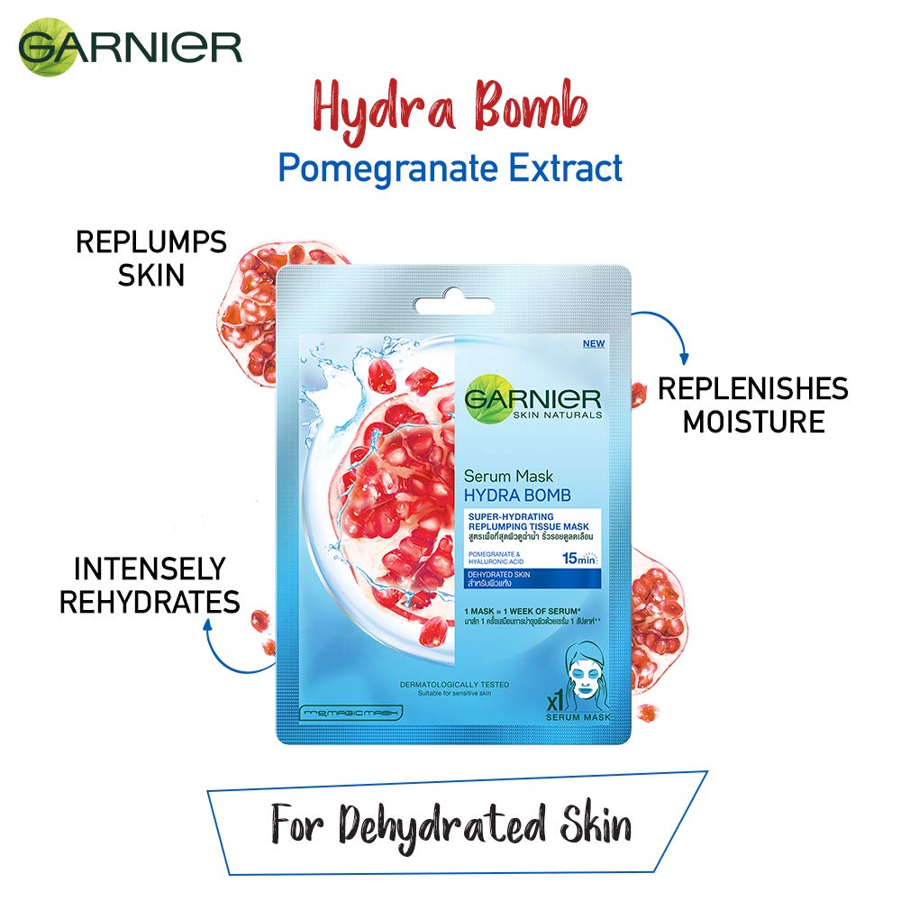 Buy Garnier Skin Naturals, Hydra Bomb, Face Serum Sheet Mask (Blue