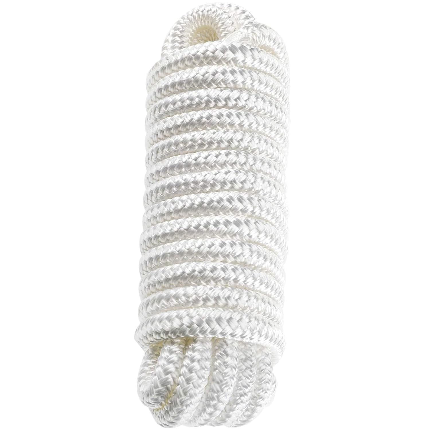 BOOMSTART Lot de 4 cordes d'amarrage de bateau de 16 mm avec œillet en nylon double tressé, diamètre 16 mm, longueur : 7,62 m, œil 38 cm, charge de rupture : 3970 kg, blanc