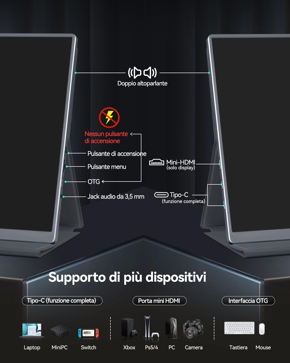 Intehill Monitor Portatile, 13,4 Pollici 4K Portable Monitor, 3840x2400 Mini Schermo Portatile, HDMI/Type-C/USB-C per laptop/PC/Mac/PS5 /Xbox Intehill Monitor Portatile, 13,4 Pollici 4K Portable Monitor, 3840x2400 Mini Schermo Portatile, HDMI/Type-C/USB-C per laptop/PC/Mac/PS5 /Xbox