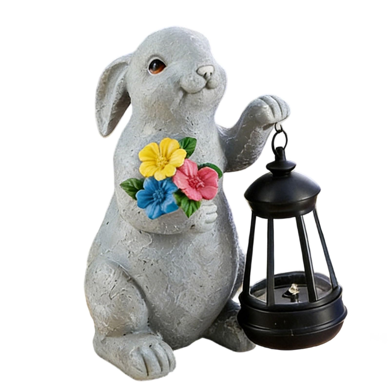 Meiliyizu Weatherproof Resin Easter Rabbits Solar Lamp for Holiday Yard Decoration Solar Rabbits Lamp Resin Garden Ornament Craft Lighting