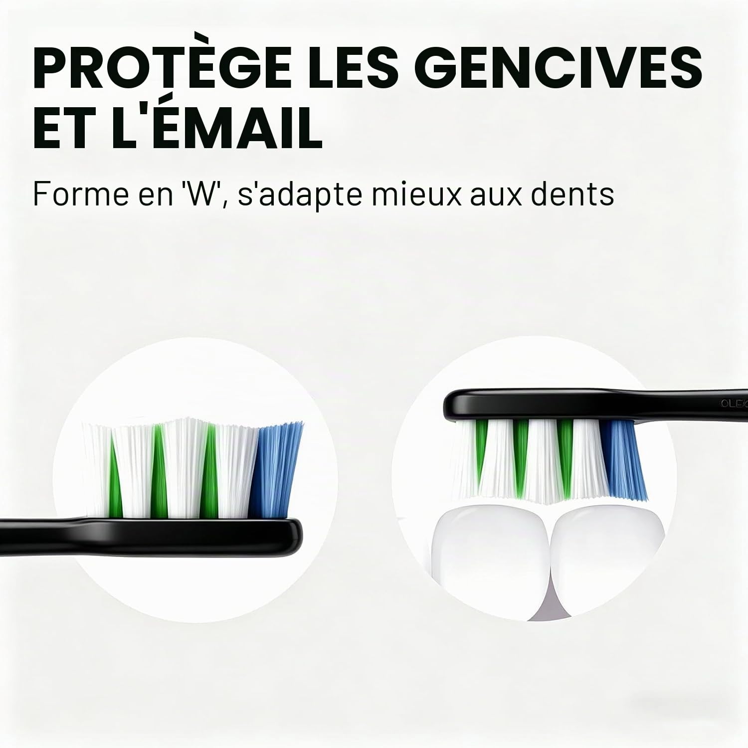 Standard Clean Têtes de brosse compatibles avec la brosse à dents électrique Oclean, lot de 6 têtes de brosse électriques avec soies DuPont - Noir