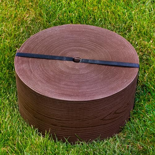 UNIGARDIA Borde Flexible para Jardín 20 m - Altura 13 cm, Espesor 3 mm - Bordura de Jardín de Plástico Resistente - Fácil de Utilizar, Marrón con Decoración de Madera