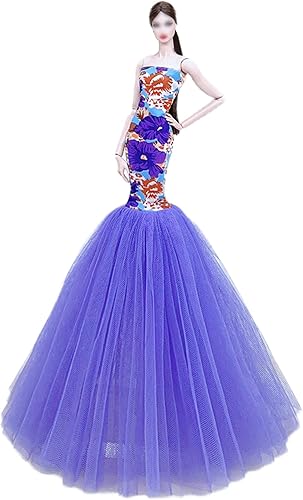 Miniatura 4 de Vestido de novia de princesa de moda, vestido de fiesta, ropa para muñeca de 11.5 pulgadas, vestidos de cola de pez 16, accesorios para muñecas