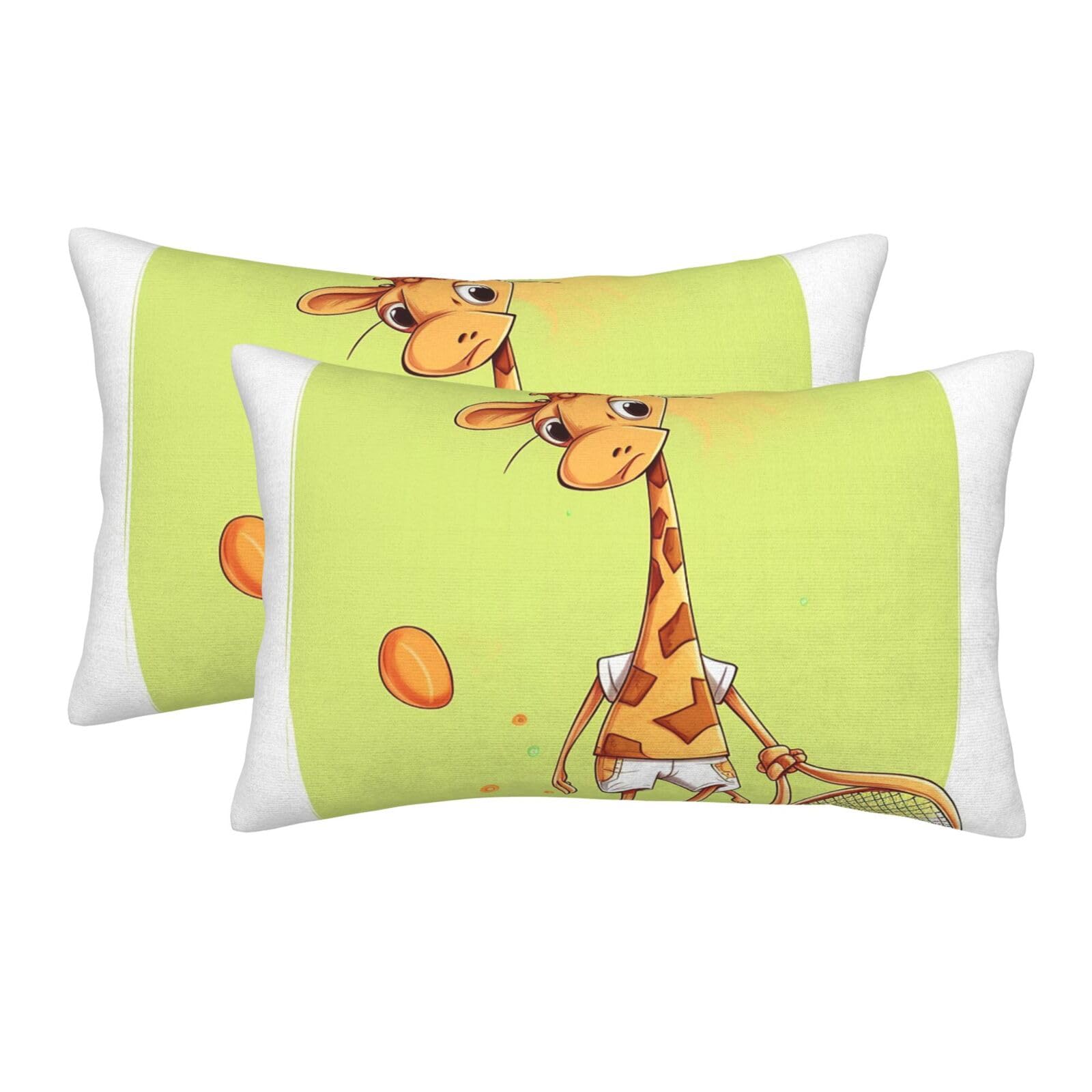 2 Pack Standard Size Pillow Cases for Hair and Skin Soft Breathable Pillow Case Covers with Hidden Zipper Giraffe Playing Tennis Pillowcase 14"x20" Pillow Cover for Sleeping Gift