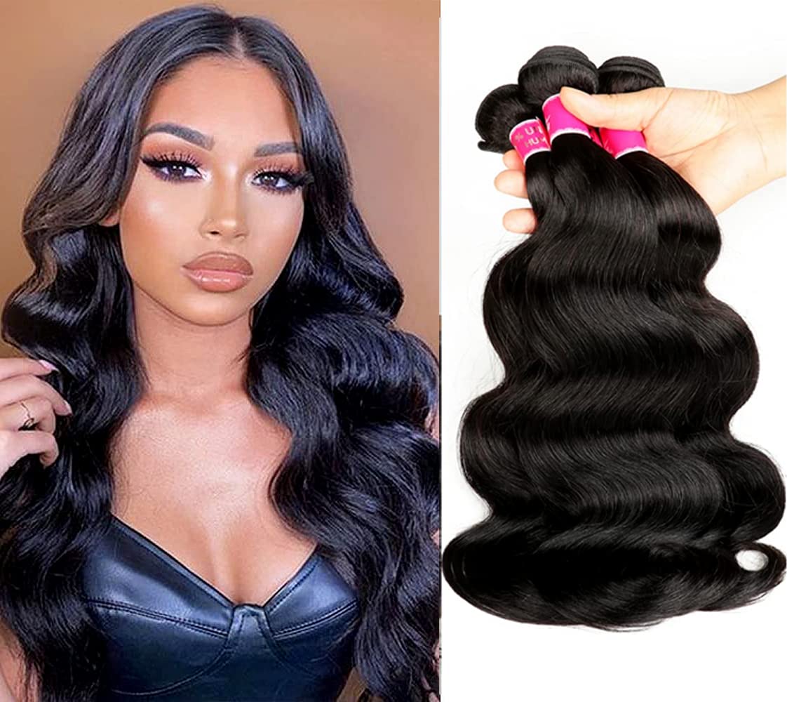 12A Brazilian Virgin Body Weave Human Hair 3 Bundles 18 16 14 inch Human Hair Bundles Brazilian 100% Unprocessed Human Hair Bundles Body Wave Double Weft Bundle Natural Color