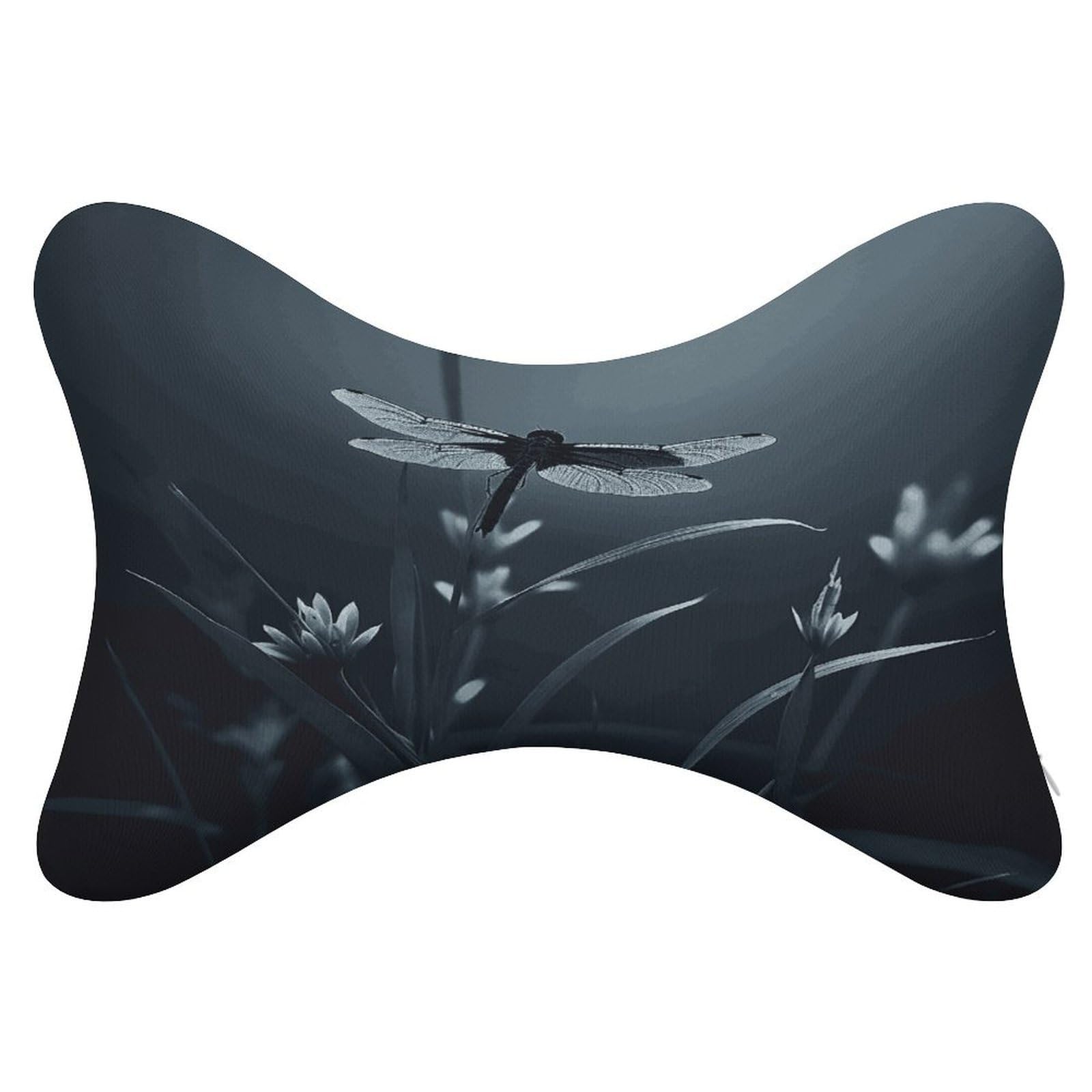 JTREHY 2 Pack Dragonfly Silhouette Car Headrest Pillow Memory Foam Car Neck Pillows Soft Comfortable Vehicle Neck Pillows Non-Slip Headrest Cushion Universal Car Pillow for Neck Pain Relief