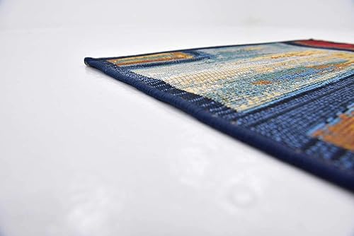 Miniatura 9 de Unique Loom - Alfombra colección de círculos abstractos, de transición para interiores y exteriores, beige, Polipropileno, rojo (Multired)