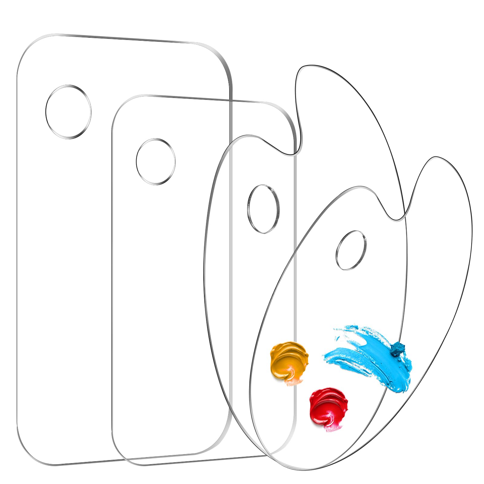 4Pcs Acrylic Paint Palette,Paint Pallet,Art Palette,for DIY Art or Oil Watercolor Painting Palette