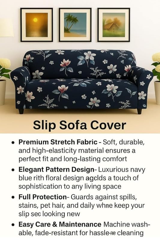 Image of HK Printed 5 Seater Sofa Cover Big Elasticity Cover Stretch Universal Sofa Slipcover 5 Seater (3 Seater Size 185-230cm and 1 Seater Size 90-145cm)
