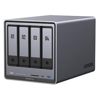 UGREEN NASync DXP4800 Plus, 4-Bay Desktop NAS, Intel Pentium Gold 8505 Processor with 5 Cores, 8GB DDR5 RAM, Built-in 128GB S