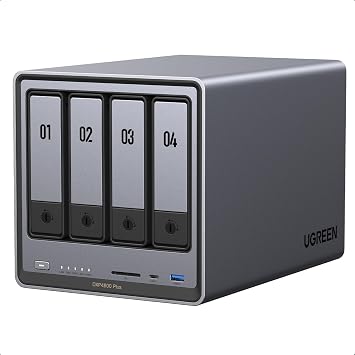 UGREEN NASync DXP4800 Plus 4-Bay Desktop-NAS Intel Pentium Gold 8505 Prozessor mit 5 Kernen 8 GB DDR5 RAM Eingebaute 128GB-SSD 10GbE & 2.5GbE LAN 2 × M.2 NVMe-Slots HDMI 4K (ohne Festplatten)