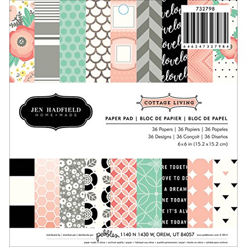Pebbles Jen Hadfield Cottage Living Patterned Paper Pad, 6 by 6-Inch