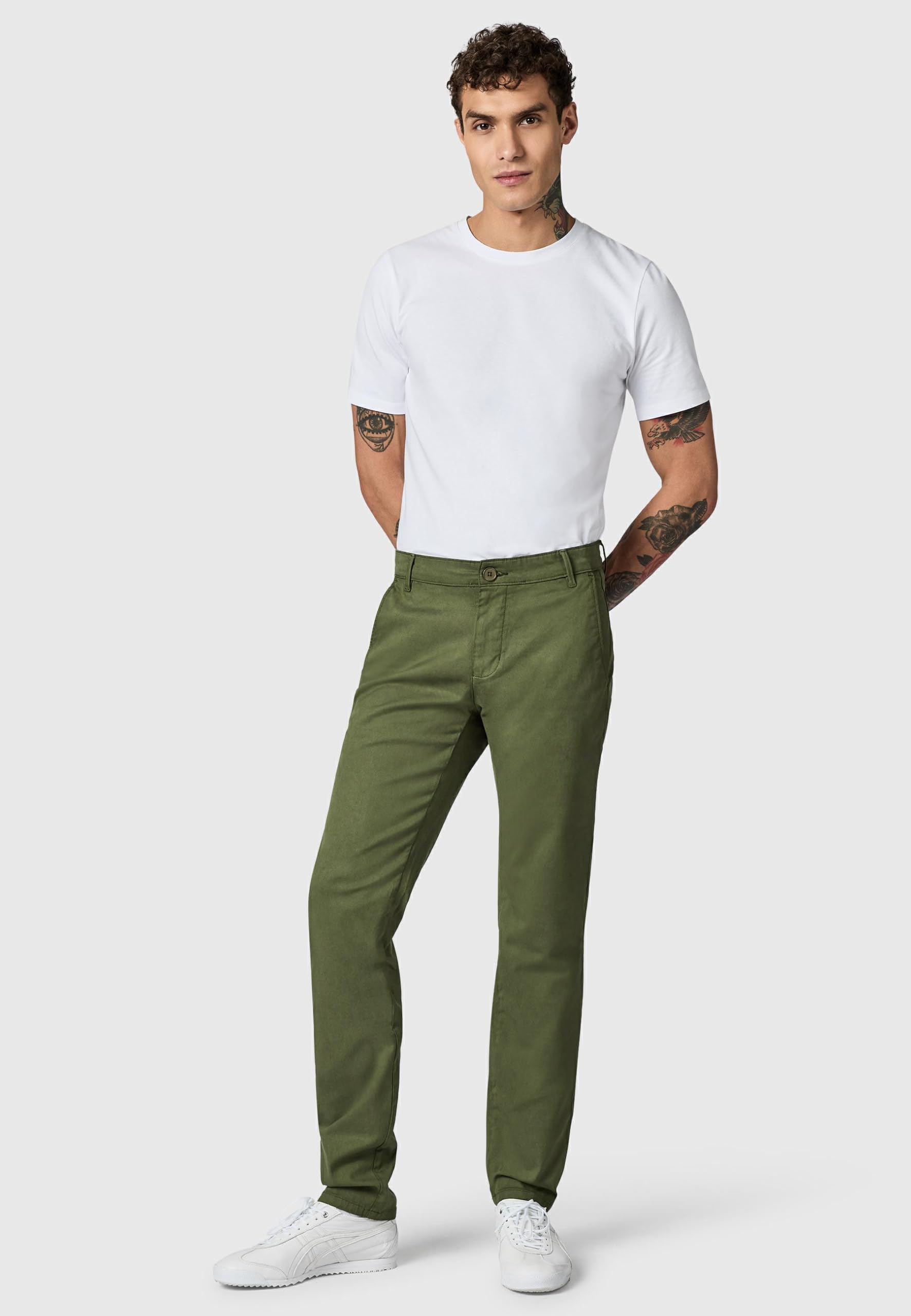 Peak Time Herren Lange elastische Chino-Hose mit Bio-Baumwolle (OCS Blended Standard) im Tapered Fit Astron