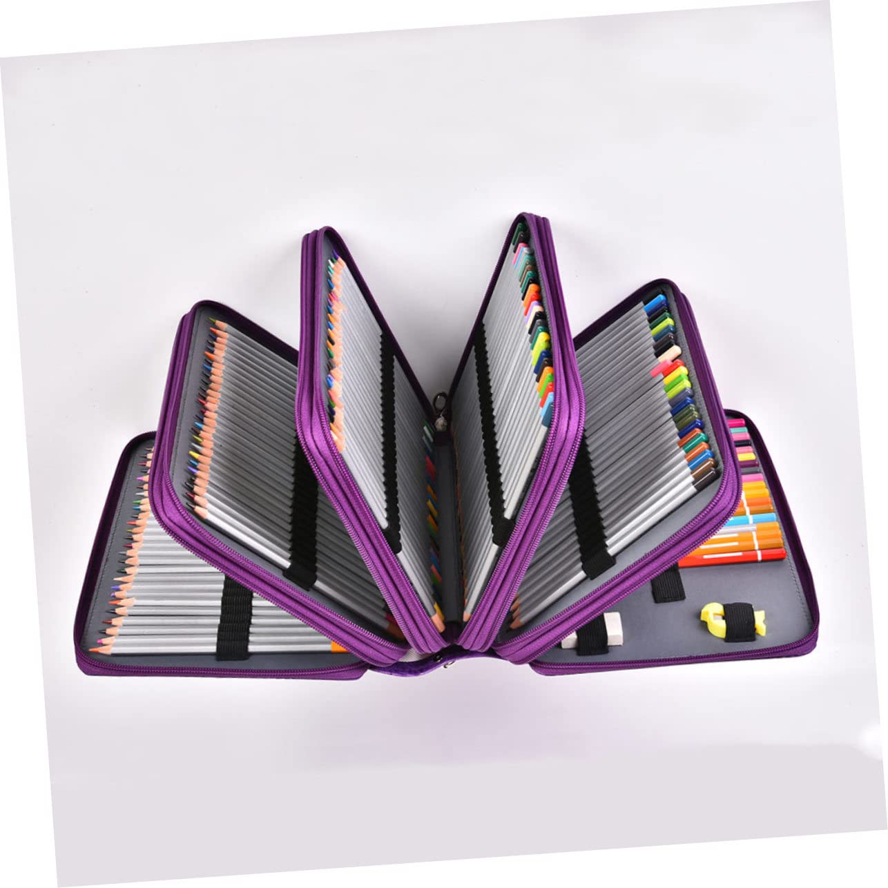 HOMSFOU Borsa Organizer per Cancelleria 252 Fori in Pu e Poliestere, Astuccio Capiente per Matite e Pennelli, Borsa Scolastica Leggera per Scuola e Disegno