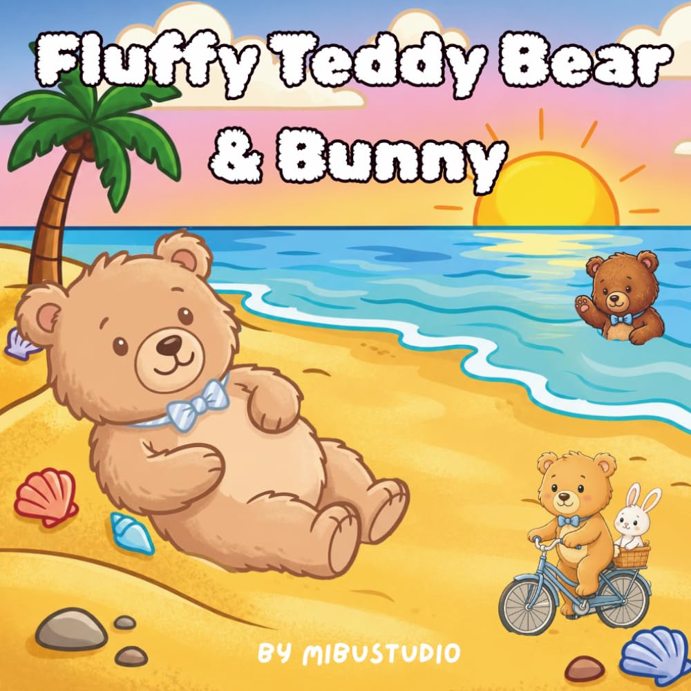 Fluffy teddy bear & the rabbit: Simple & cute coloring book