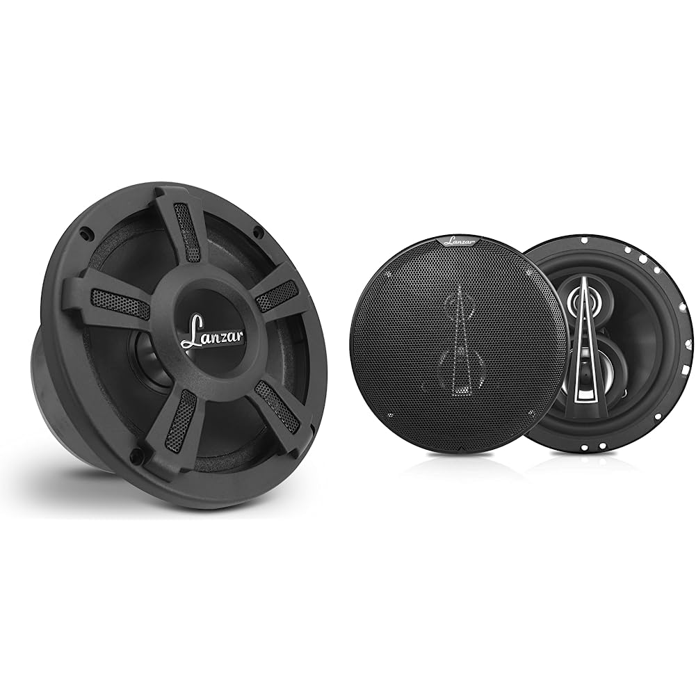 Lanzar Upgraded Opti Pro 6.5” High Power MidBass - Powerful 500 Watt Peak 105Hz & Upgraded Standard 6.5" 3 Way Triaxial Speakers - Full Range Sound w/ 200 Watts and 4 Ohms