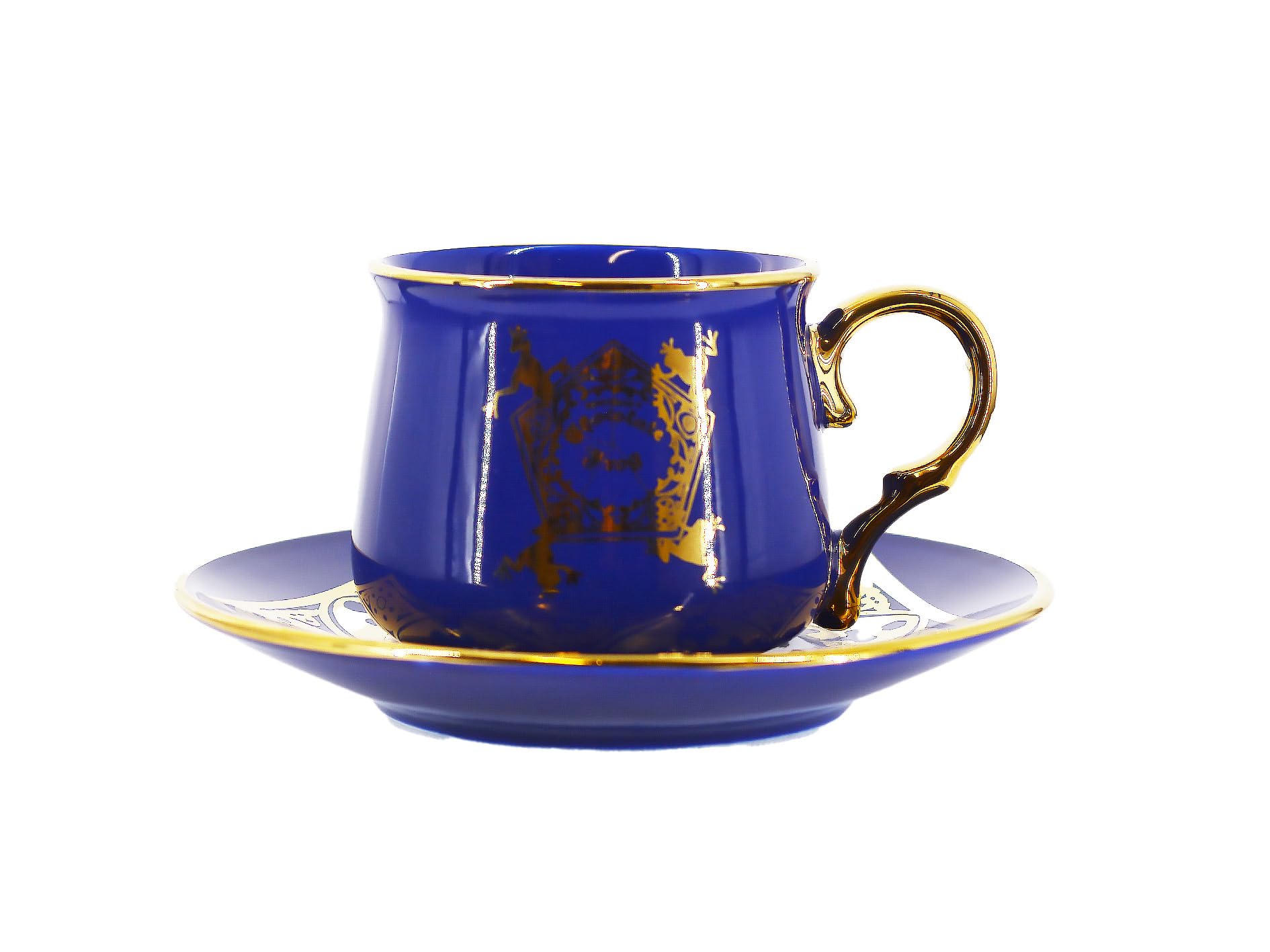 Licensed Harry Potter Chocolate Frog Tea Cup & Saucer Set, Royal Blue Porcelain with Gold Accents, Collector Gift Box - Image 3