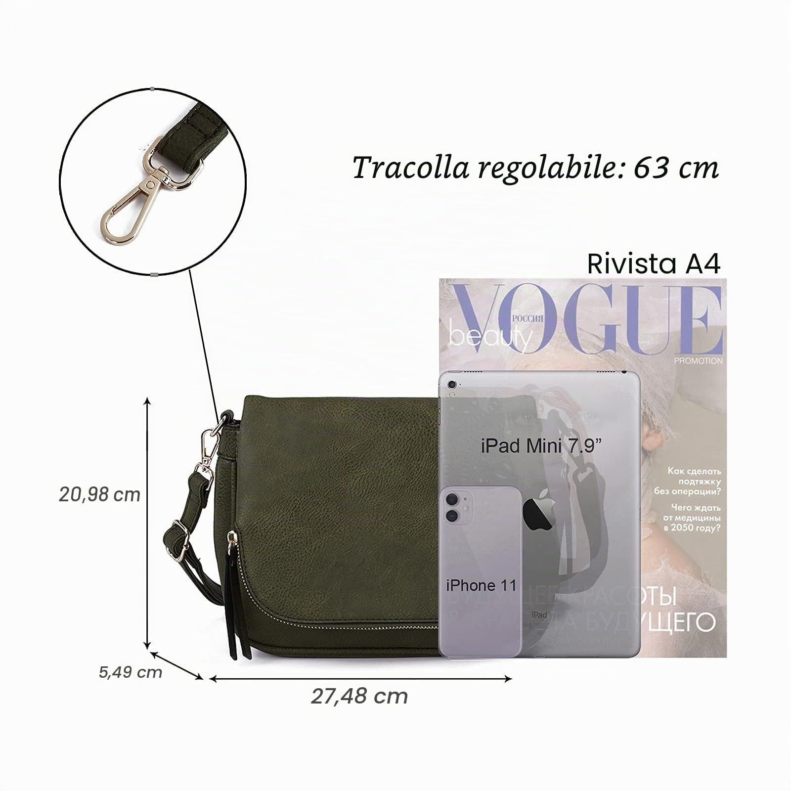 Borse a tracolla per le donne, piccole borse a tracolla con tasche multiple, in pelle PU, piccole...