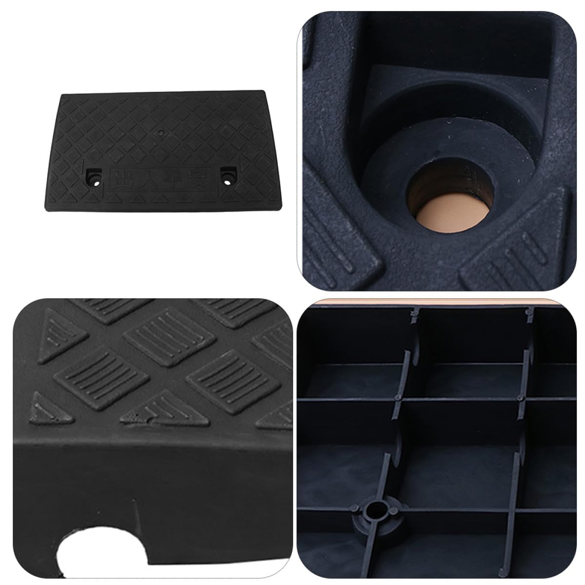 Cabilock Rampa Antideslizante de Plástico para Silla de Ruedas y Coche Absorción de Impactos, Altura 10 Cm, Adecuado para Bordillos y Uso Hogar