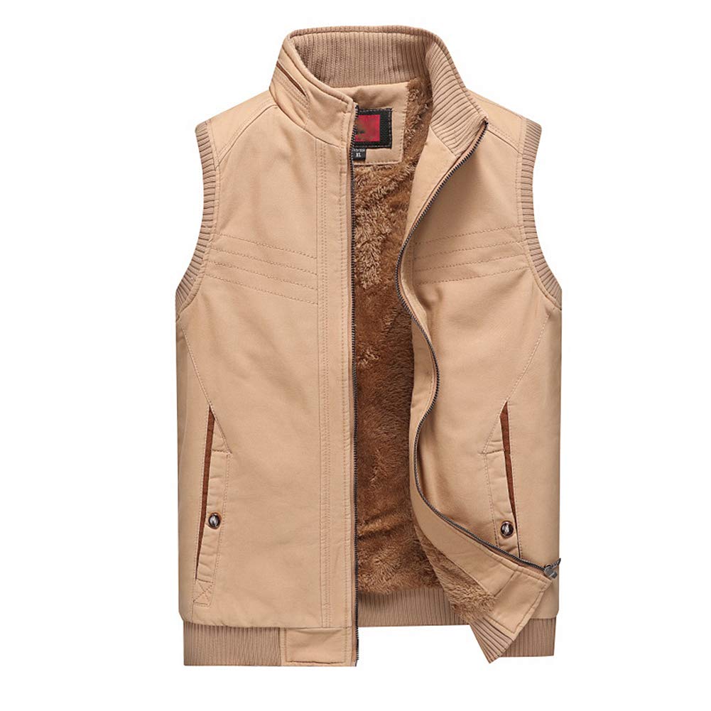 DongBao Giacca da Lavoro Giubbino Smanicato Gilet con Fodera in Pile Caccia e Pesca Gilet da Uomo Senza Maniche Giacca Colletto alla
