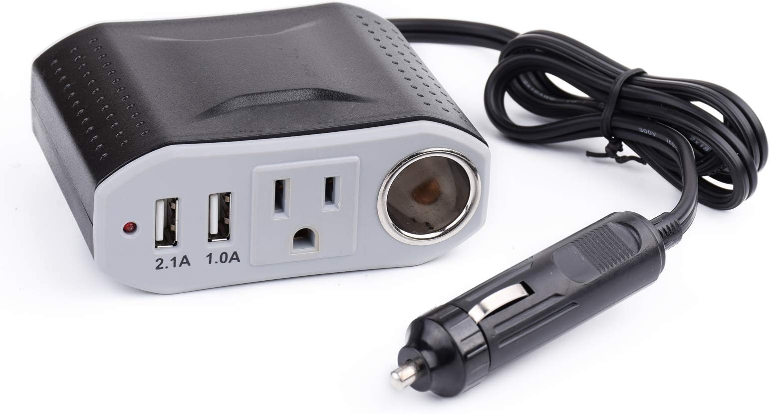 100W Car Power Inverter with 1 Outlet and 2 USB Charging Ports, Auto Inverter DC to AC Converter