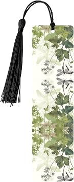 Foliage and Herbs with Dragonflies Winged Metal Bookmark for Men Women Aluminum Alloy Bookmarks Unique Handmade Book Marks with Tassel Pendant Craft Bookmark for Book Lovers Birthday Teachers Gift