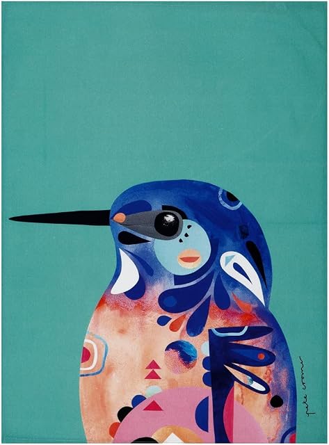 Maxwell & Williams Pete Cromer Bird Tea Towel, Azure Kingfisher Print, 100% Cotton, 70 x 50 cm GX0026