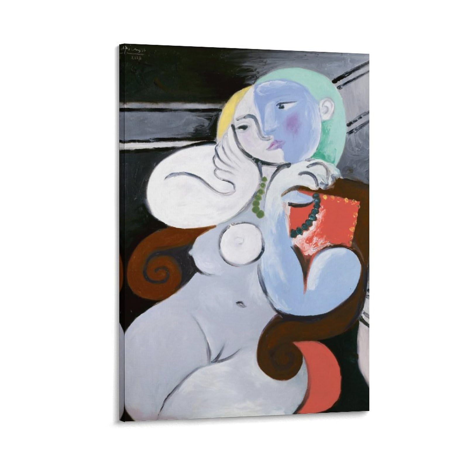 Lzten Women's Style-14 Nude Sitting In Red Armchair 1932 By Pablo Prints Picasso Prints Posters Canvas Wall Art Oil Paintings Deco Framed 12X18inch