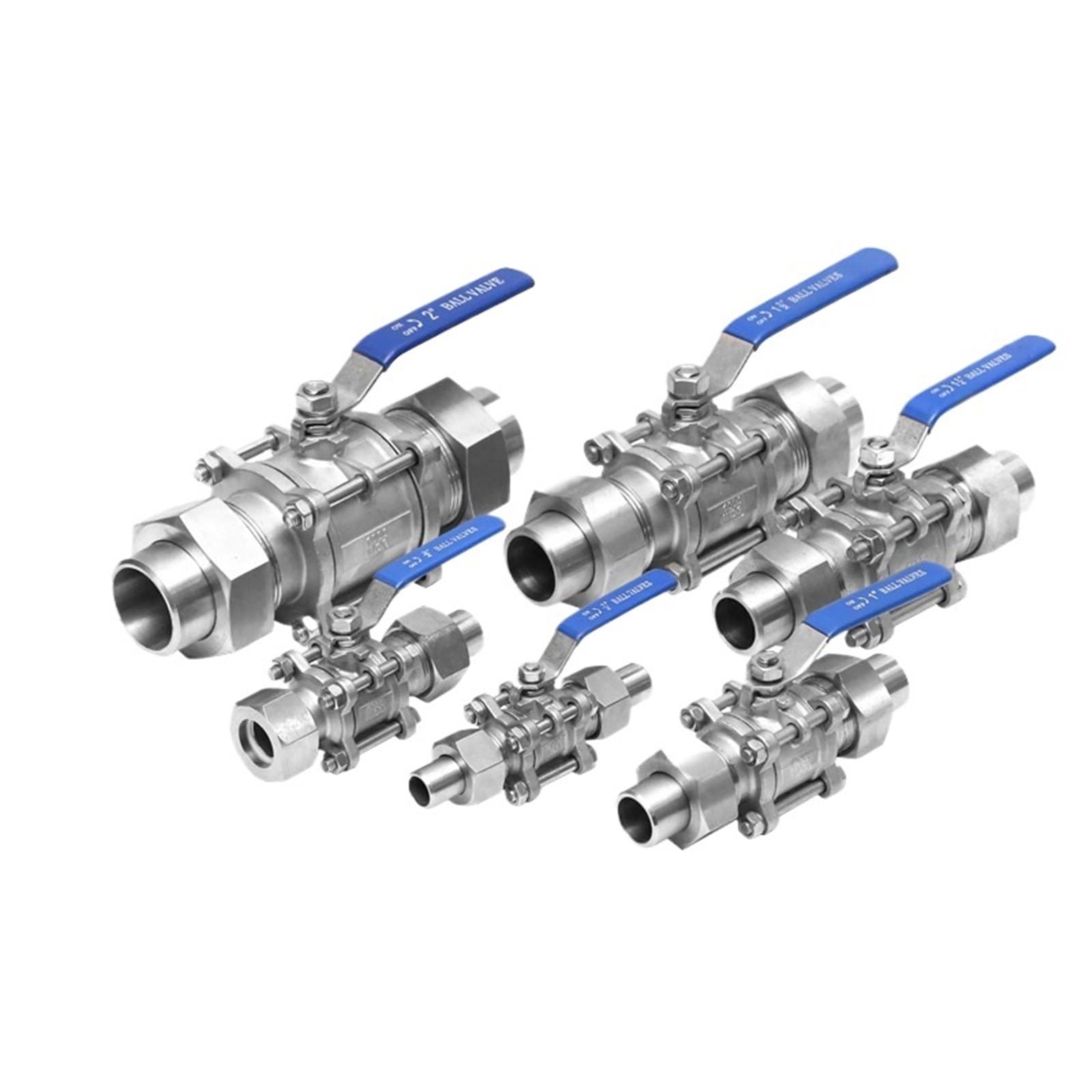 Vanne à bille trois pièces en acier inox 304 robuste de 3/4"