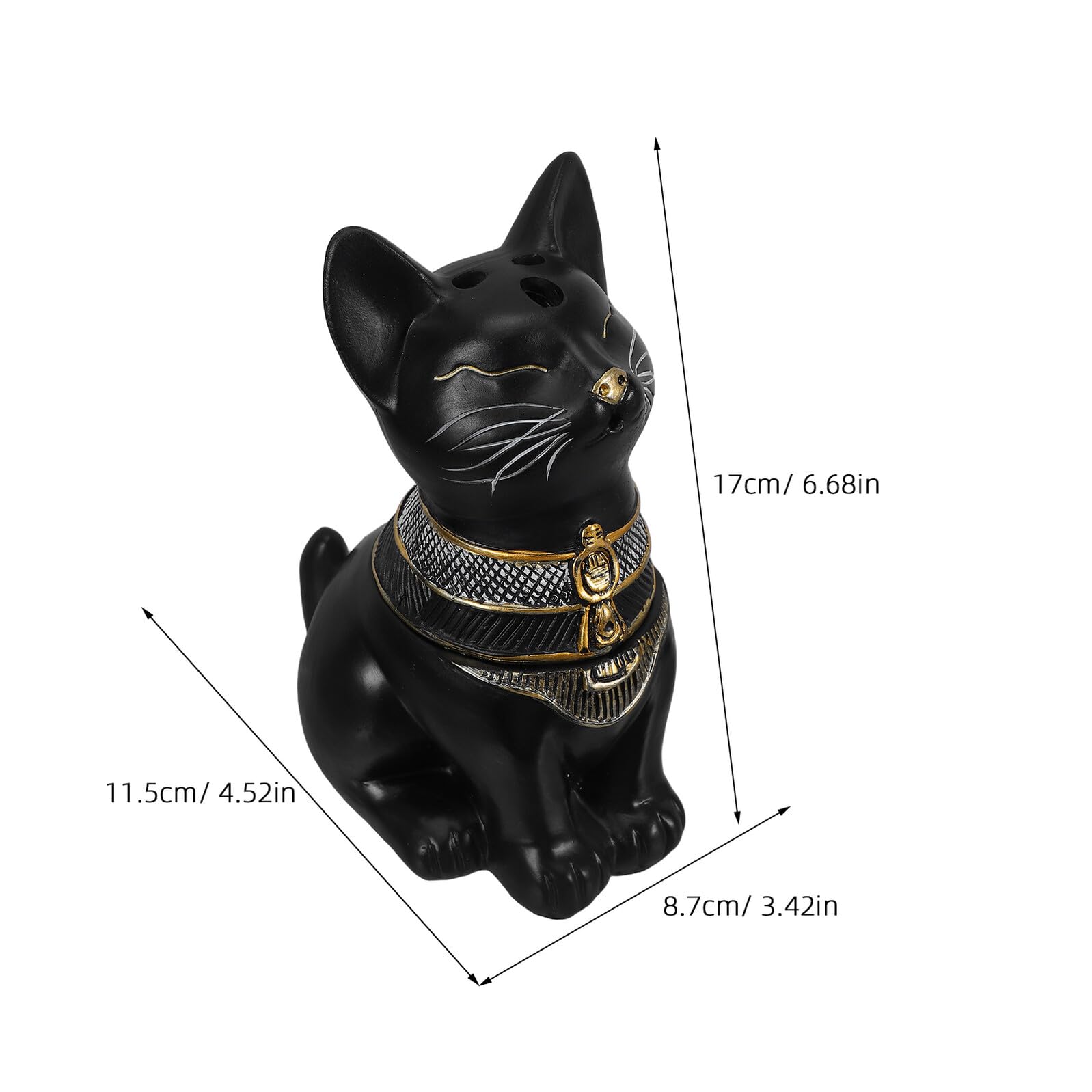 Gatuida Quemador de Incienso de Gato Egipcio de Resina, Negro, Decorativo y Coleccionable para Escritorio, Hogar y Rutinas Diarias