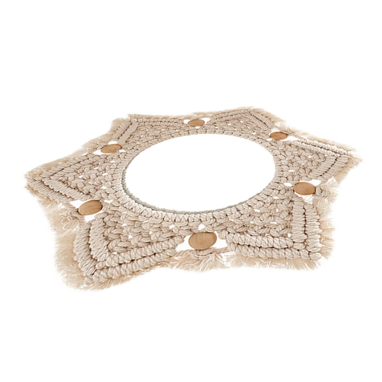 Runder Gewebter Wandspiegel im Boho Stil mit Fransen