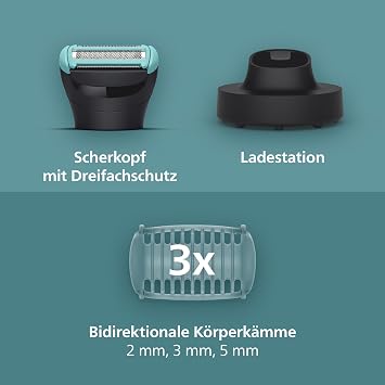 Philips Bodygroom Series 5000 - Trimmer for Men with Triple Protection Shaving System for Intimate Use 100% Shower Proof 100 Minutes Running Time Model BG5485/30