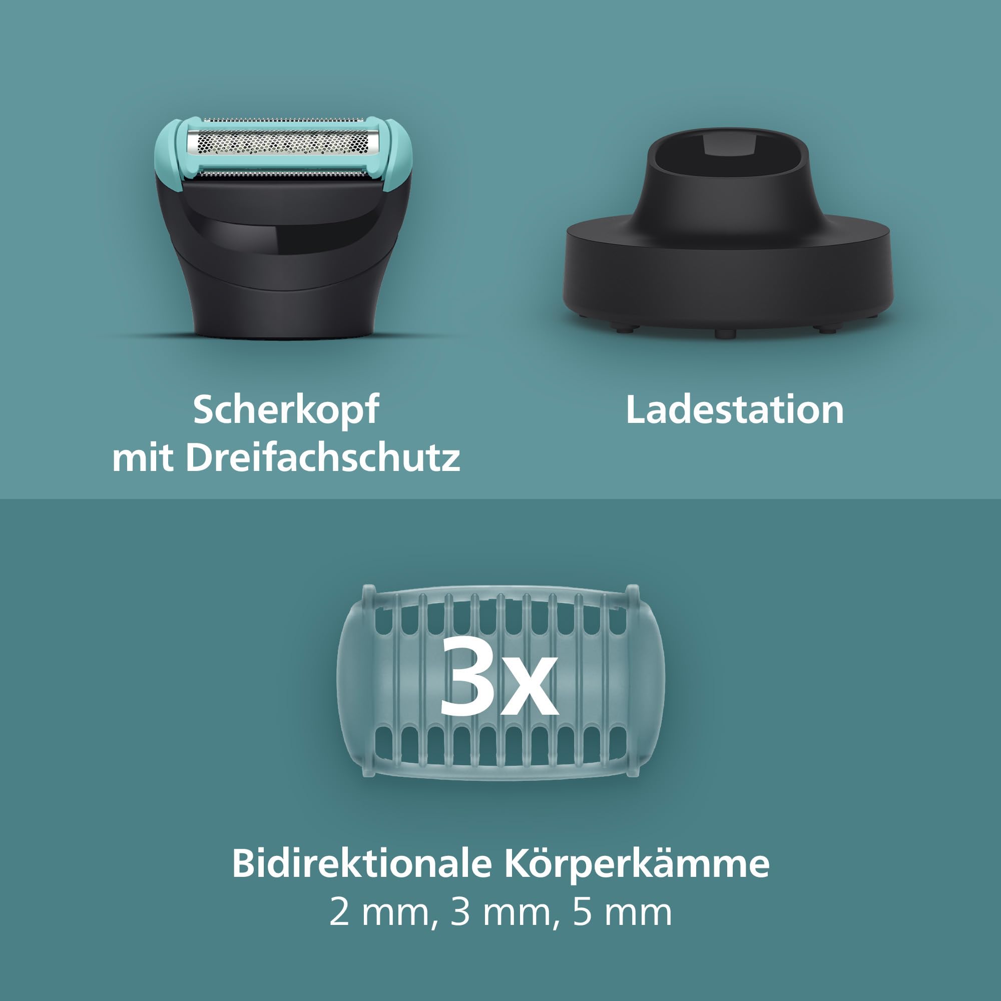 Philips Bodygroom Series 5000 – Trimmer für Männer mit Rasiersystem mit Dreifachschutz, auch zur Nutzung im Intimbereich, 100% duschfest, 100 Min. Laufzeit, Modell BG5485/30