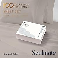 Vista 3 de Mayfair Linen Juego de sábanas de 100 % algodón de 500 hilos para cama tamaño Queen, juego de 4 piezas (topo), ultra suave, refrescante, tejido