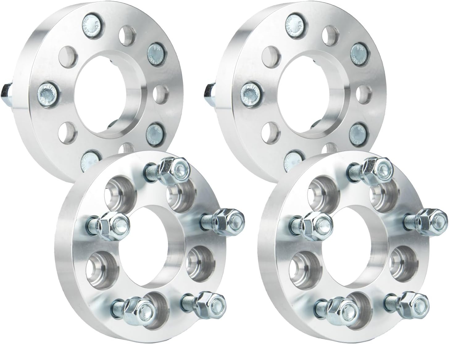 5x100 to 5x114.3 Wheel Adapters,KAX Forged 1" Adapters with Thread Pitch M12x1.5 Hub Bore 64.1mm(Bolts Pattern Changed),4 Pcs fit for 1982 6000,1984-1988 Fiero,1985-1998 Grand Am,Silver,Not Hubcentric