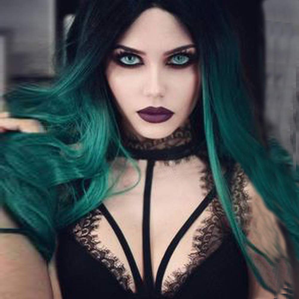 Amazon.com : Black Roots Ombre GreenLace Front Wig Natural  display picture 2