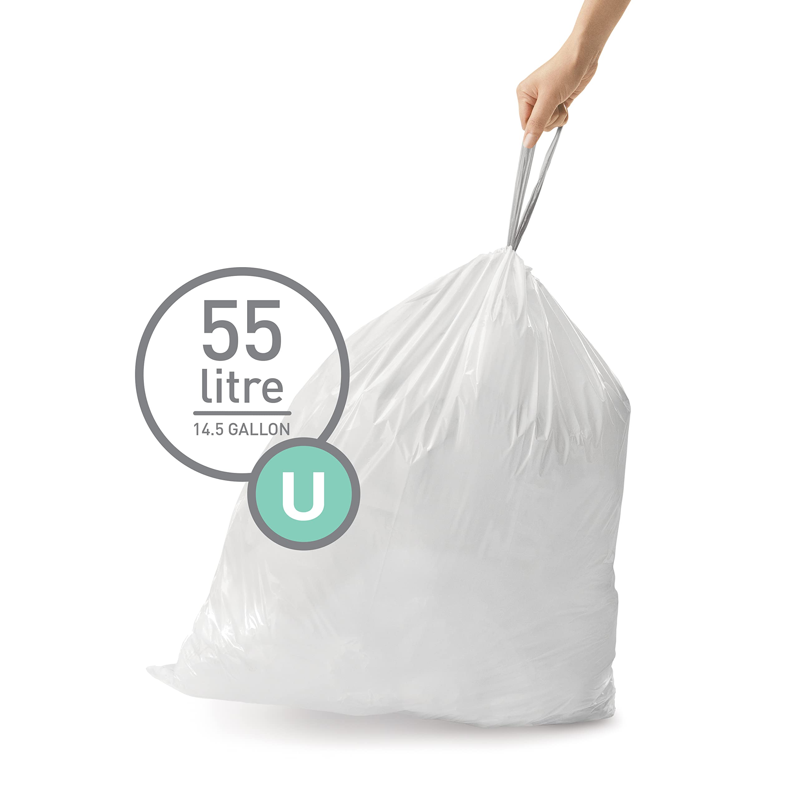 simplehuman CW0258 3 x paquete de 20 bolsas de basura a medida (60 bolsas), código H, plástico blanco — view 86